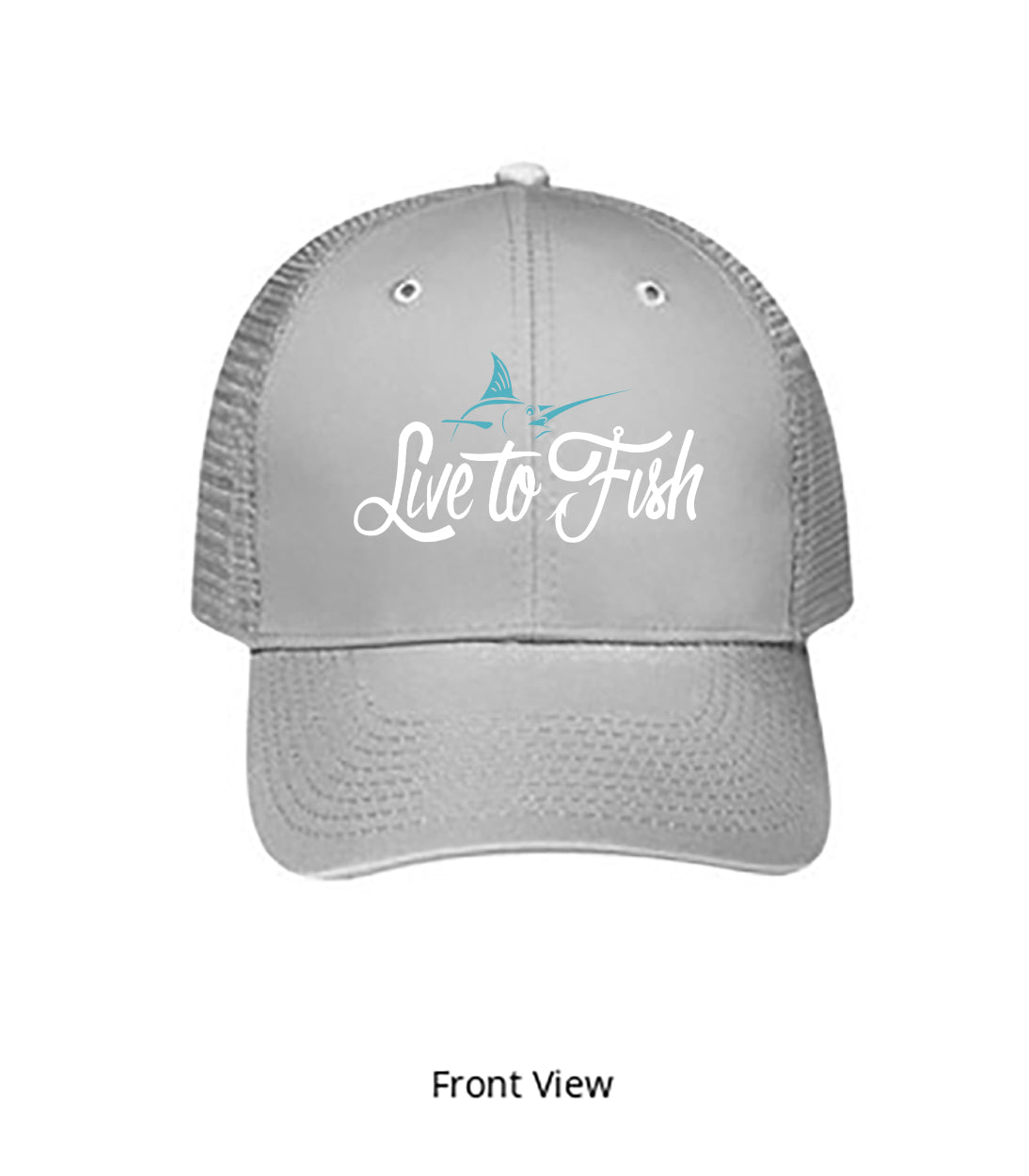 Live to Fish Marlin Embroidered 6 Panel Cotton Twill Pro-Style Snap Back Trucker Hat