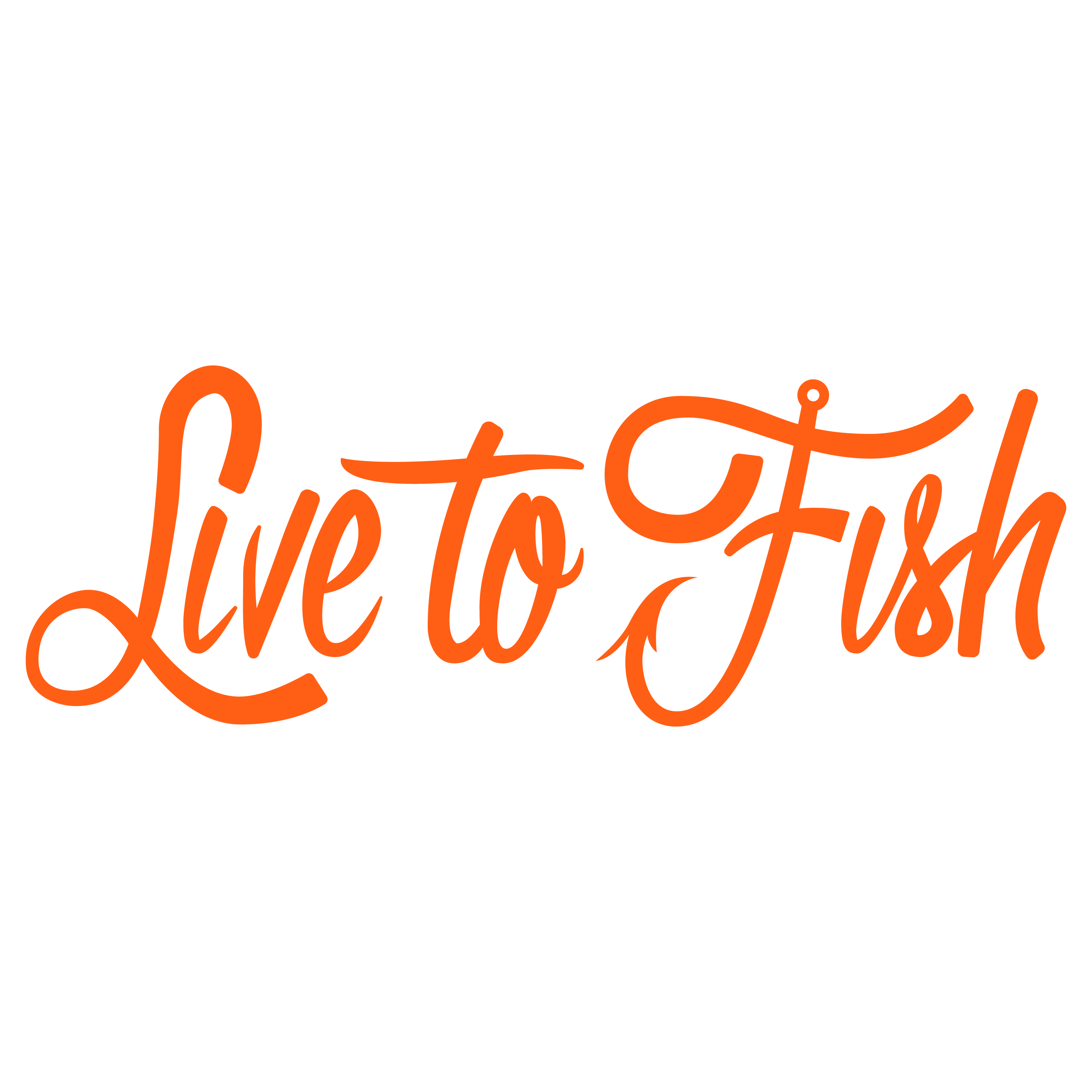 Live to Fish Adhesive Vinyl Decal Hunters Safety Orange