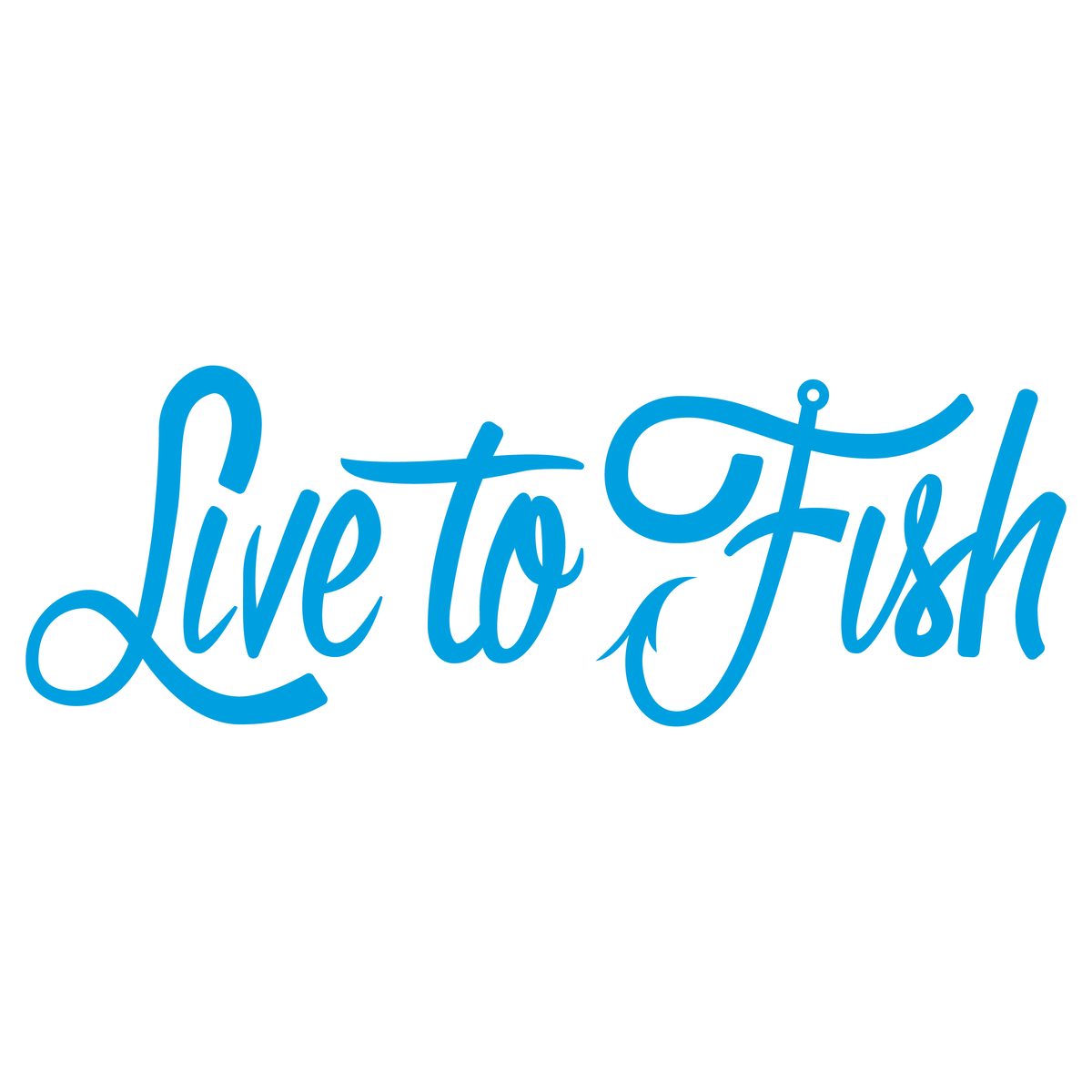 Live to Fish Adhesive Vinyl Decal Peacock Blue