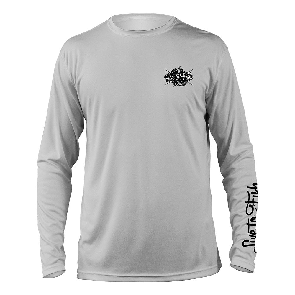 Shafted Octopus Long Sleeve UV Shirt, Coquina Grey | Live to Fish Large