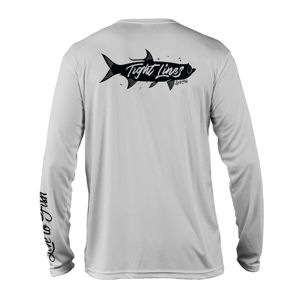 Tight Lines Tarpon Long Sleeve UV Shirt, Grey | Live to Fish 3XL